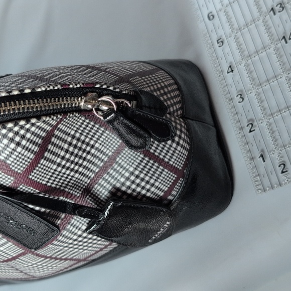 Coach Glen Plaid Coated Canvas Peyton Cora Dome Satchel - Picture 13 of 13
